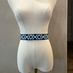 WHBM White House Black Market Aztec  Beaded Ribbon Belt XS/S